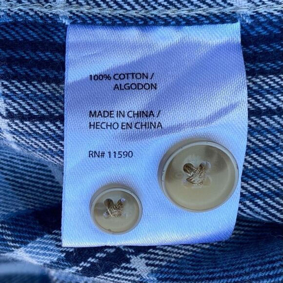 Weatherproof Men's Blue Plaid Flannel Long Sleeve Button Down Shirt Size Medium - Picture 4 of 6